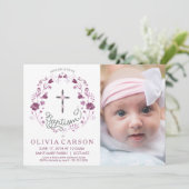 Doop, doop Fotouitnodiging met Kruis Kaart (Staand voorkant)