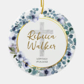 Doop doop Gouden Blauw Eucalyptus Bloemen Keramisch Ornament (Voorkant)