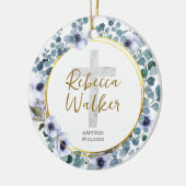 Doop doop Gouden Blauw Eucalyptus Bloemen Keramisch Ornament (Links)