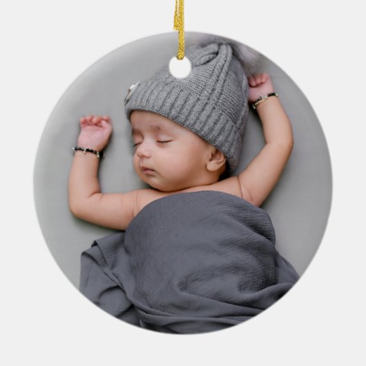 Doop doop Gouden Blauw Eucalyptus Bloemen Keramisch Ornament (Achterkant)