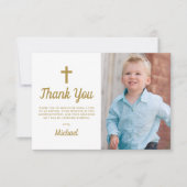 Doop doop religieuze jongen foto bedankkaart (Voorkant)