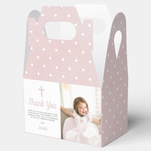 Doop doop religieuze roze meisje foto bedankdoosjes (Geopend)