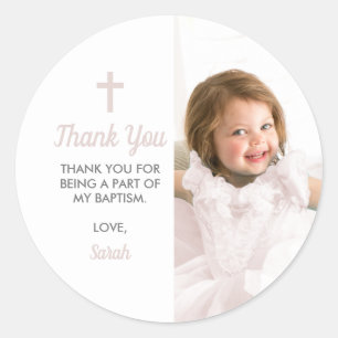 Doop doop religieuze roze meisje foto ronde sticker