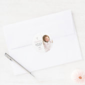 Doop doop religieuze roze meisje foto ronde sticker (Envelop)