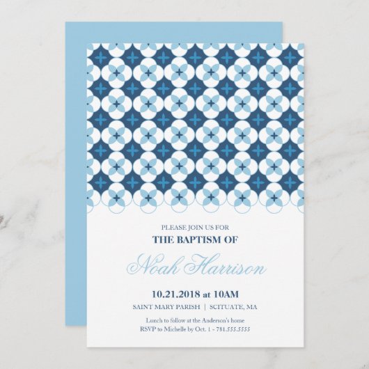 Doop, doop uitnodiging - Jongen Uitnodigen (Voorkant / Achterkant)