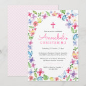 Doop Doop Uitnodiging Vlinder Bloemen (Voorkant / Achterkant)