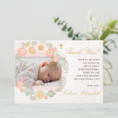 Doop doopbaby meisje lente bloemenfoto bedankkaart (Staand voorkant)