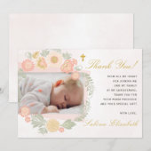 Doop doopbaby meisje lente bloemenfoto bedankkaart (Voorkant / Achterkant)