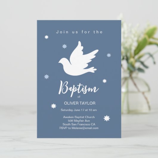 Doop doopduif uitnodiging (Staand voorkant)