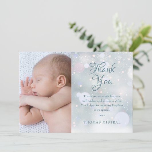 Doop, doopfoto Elegante winter Bedankkaart