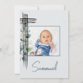 Doop doopfoto Mannelijk Modern Blauw Kaart (Achterkant)