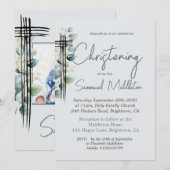 Doop doopfoto Mannelijk Modern Blauw Kaart (Voorkant / Achterkant)