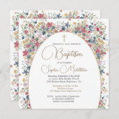 Doop doopfoto Moderne veldbloemen Kaart (Voorkant / Achterkant)