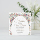 Doop doopfoto Moderne veldbloemen Kaart (Staand voorkant)