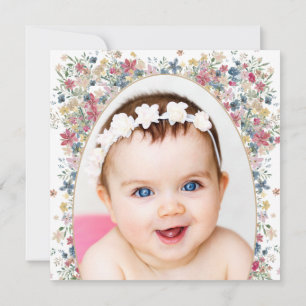 Doop doopfoto Moderne veldbloemen Kaart