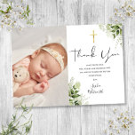 Doop doopgroen Fotoscript Bedankkaart<br><div class="desc">Een elegante baptisme of het christenen foto bedankt je kaart. personaliseer uw foto en speciale baptisme. Christening bedankt u in het chic lettering over dit moderne griezelige ontwerp. Ontworpen door: Thisnotme©</div>