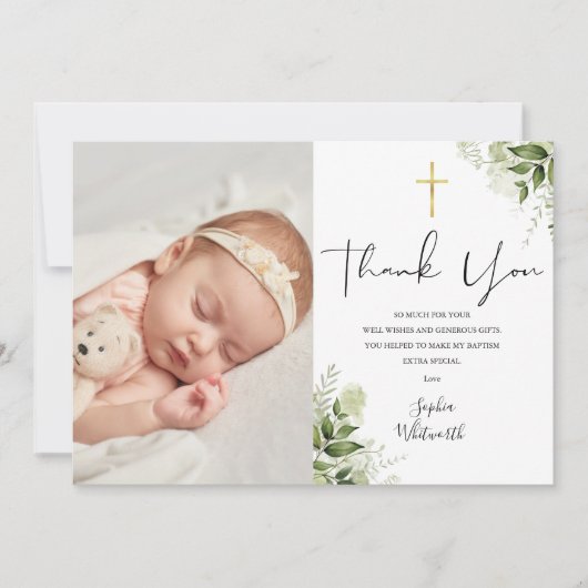 Doop doopgroen Fotoscript Bedankkaart (Voorkant)