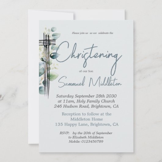 Doop doopjongen Modern Blauw Kruis Kaart (Voorkant)