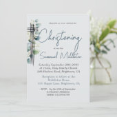 Doop doopjongen Modern Blauw Kruis Kaart (Staand voorkant)