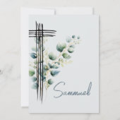 Doop doopjongen Modern Blauw Kruis Kaart (Achterkant)