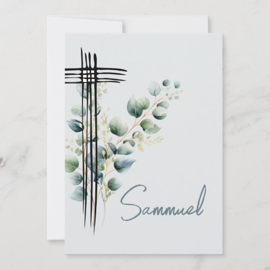 Doop doopjongen Modern Blauw Kruis Kaart (Achterkant)