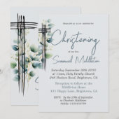 Doop doopjongen Modern Blauw Kruis Kaart (Voorkant / Achterkant)