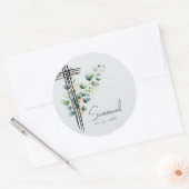 Doop doopjongen Modern Botanisch Kruis Ronde Sticker (Envelop)