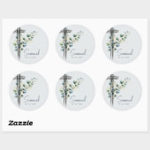 Doop doopjongen Modern Botanisch Kruis Ronde Sticker (Vel)