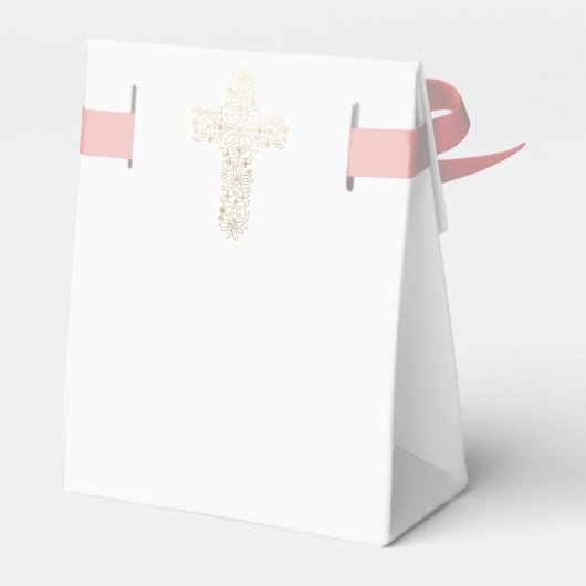 Doop, Doopplezier Box - Meisje, Gouden Kruis Bedankdoosjes (Achterkant)