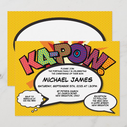 Doop doopplezier Modern stripboek Kaart (Voorkant / Achterkant)