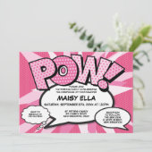 Doop doopsel modern stripboek roze kaart (Staand voorkant)