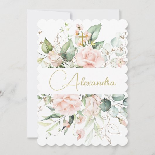 Doop doopsel Rozen roze Elegant Religious Kaart (Voorkant)