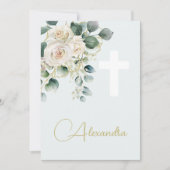 Doop doopsel zacht groen religieus kruis kaart (Voorkant)