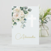 Doop doopsel zacht groen religieus kruis kaart (Staand voorkant)