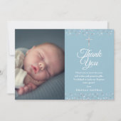 Doop doopsel zilveren harten foto bedankkaart (Voorkant)