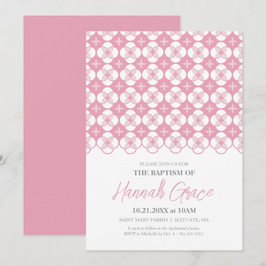 Doop, doopuitnodiging - Baby Girl Invite Kaart (Voorkant / Achterkant)