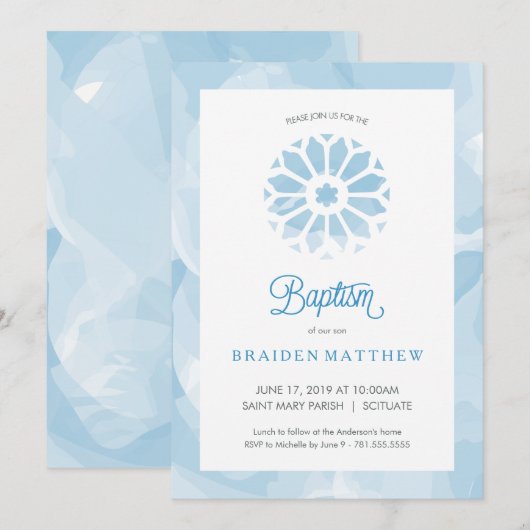 Doop-, doopuitnodiging voor jongens kaart (Voorkant / Achterkant)