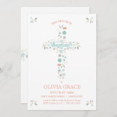 Doop-, doopuitnodigingskaart met kruis kaart (Voorkant / Achterkant)