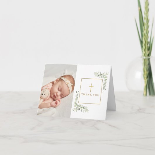 Doop Dopen Groene Foto Dankkaart Bedankkaart (Voorkant)