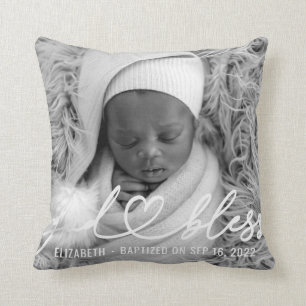 Doop Eenvoudig Elegant Modern Hart Baby Foto Kussen