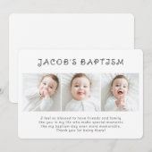 Doop Eenvoudige Moderne Chic Drie Foto Bedankkaart (Voorkant / Achterkant)