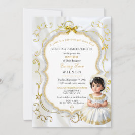 Doop Eerste Communie Doopfeest Wit Goud voor Meisj Kaart