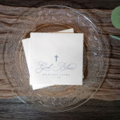 Doop Eerste Communie Dusty Blue God Bless Cross Servet