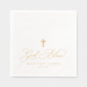 Doop Eerste Communie Goud God Zegen Kruis Folie Servetten (Voorkant)