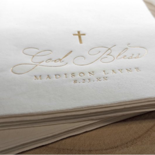 Doop Eerste Communie Goud God Zegen Kruis Folie Servetten