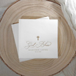 Doop Eerste Communie Goud God Zegen Kruis Folie Servetten