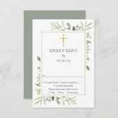 Doop Eerste Communie Groene Decoratie RSVP Kaartje (Voorkant / Achterkant)