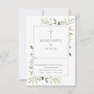 Doop Eerste Communie Groene Decoratie RSVP Kaartje
