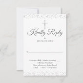 Doop Eerste Heilige Communie Zilver RSVP Kaartje (Voorkant)