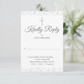 Doop Eerste Heilige Communie Zilver RSVP Kaartje (Staand voorkant)